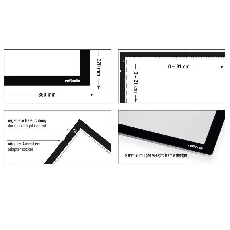 Einzelbilderrahmen Reflecta LED Light Pad A4 Super schlank Schwarz 31x21 cm