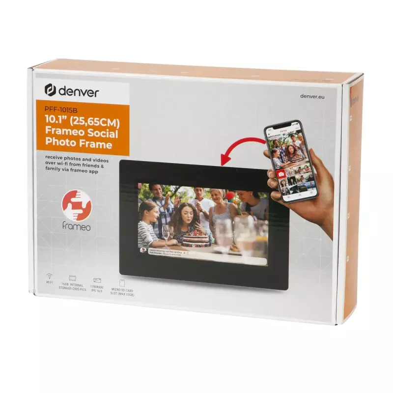 Digitaler Bilderrahmen Denver PFF-1015B 10,1 Zoll Touchscreen WLAN 16 GB