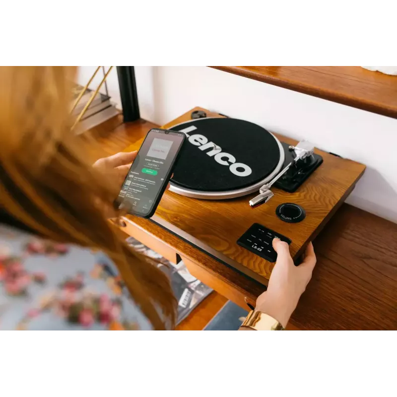 Riemengetriebener Audio-Plattenspieler Lenco LS-55WA Holz Halbautomatisch USB Bluetooth
