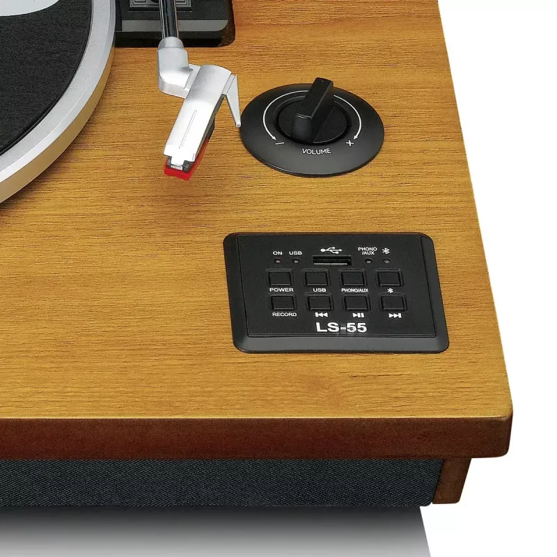 Riemengetriebener Audio-Plattenspieler Lenco LS-55WA Holz Halbautomatisch USB Bluetooth