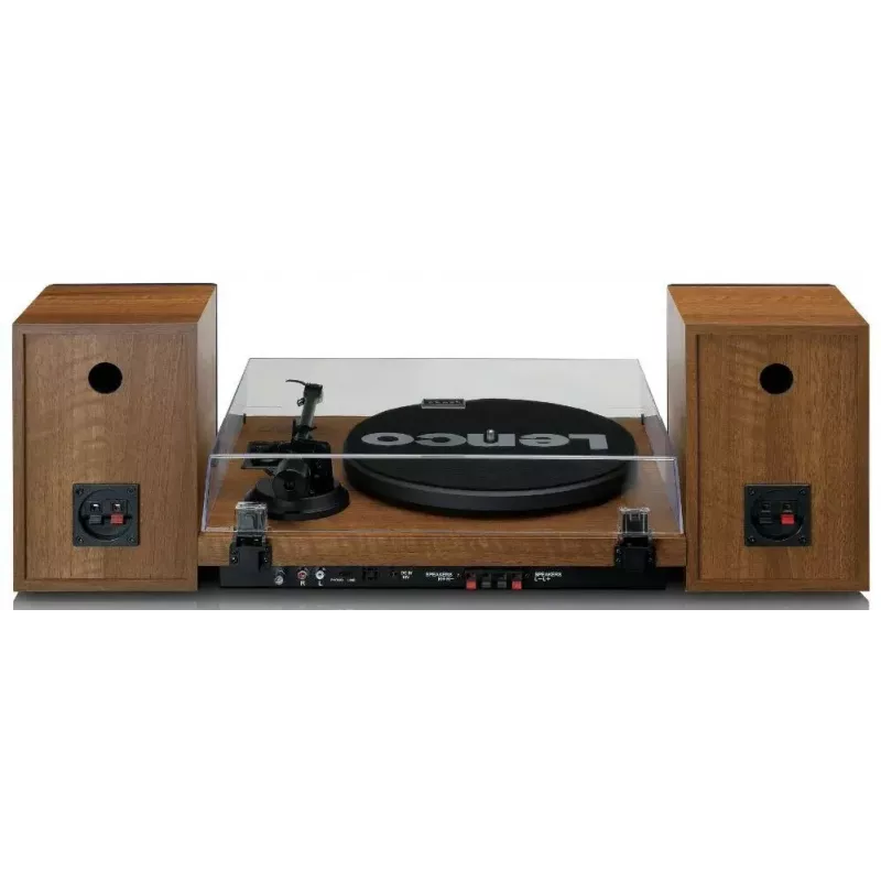 Plattenspieler Lenco LS-480WD mit integriertem Verstärker, Bluetooth, Riemenantrieb, 33/45 U/min, 2×30W RMS, Holzboxen