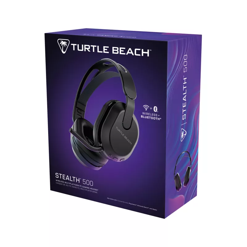 Turtle Beach Stealth 500 Schwarz PC Kabelloses Gaming-Headset mit bis zu 40 Std. Akkulaufzeit und Bluetooth für PC, PS5, PS4 und Mobilgeräte