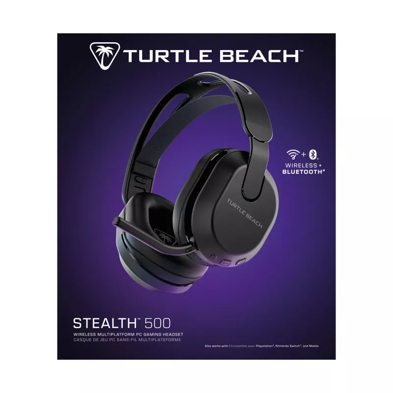 Turtle Beach Stealth 500 Schwarz PC Kabelloses Gaming-Headset mit bis zu 40 Std. Akkulaufzeit und Bluetooth für PC, PS5, PS4 und Mobilgeräte