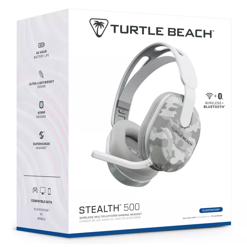 Turtle Beach Stealth 500 Arctic Camo PlayStation Wireless Gaming-Headset mit bis zu 40 Std. Akkulaufzeit und Bluetooth für PS5, PS4, PC und Mobile