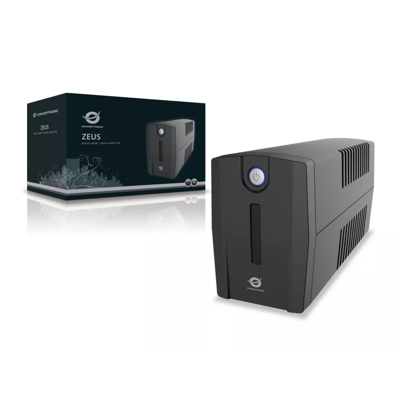 Conceptronic ZEUS 650VA 360W USV, Schuko-Steckdose, Line-Interactive, 0,65 kVA, 360 W, 220 V, 240 V, 220 V