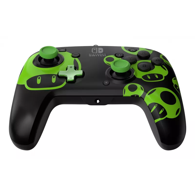 Gamepad PDP REMATCH Wired Controller 1-Up Glow in the Dark für Nintendo Switch, USB, 3m Kabel, D-pad, Home-Taste, Schwarz/Grün