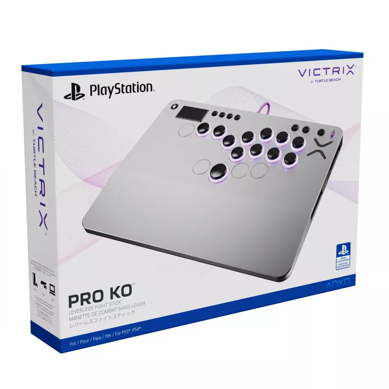 PDP Victrix Pro KO Leverless Fight Stick Grau USB Fightstick PC, PlayStation 4, PlayStation 5