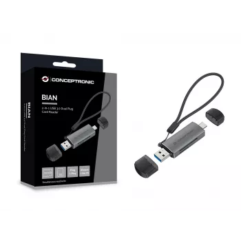 Conceptronic BIAN05G 2-in-1 USB 3.0 Dual Plug Kartenleser, SD/MicroSD 3.0, UHS-I