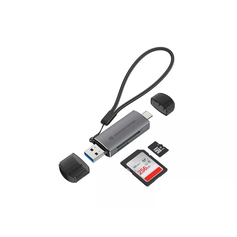 Conceptronic BIAN05G 2-in-1 USB 3.0 Dual Plug Kartenleser, SD/MicroSD 3.0, UHS-I