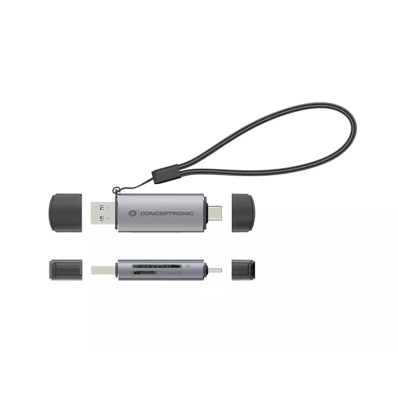 Conceptronic BIAN05G 2-in-1 USB 3.0 Dual Plug Kartenleser, SD/MicroSD 3.0, UHS-I