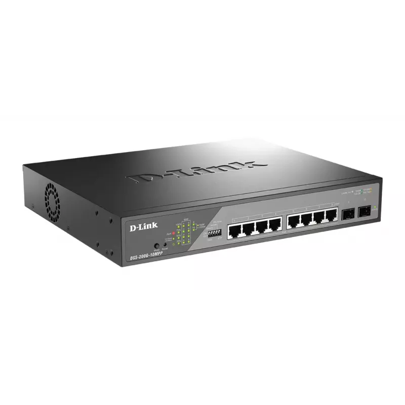 D-Link DSS-200G-10MPP Netzwerk-Switch Managed L2 Gigabit Ethernet (10/100/1000) Power over Ethernet (PoE) 1U Schwarz, Grau