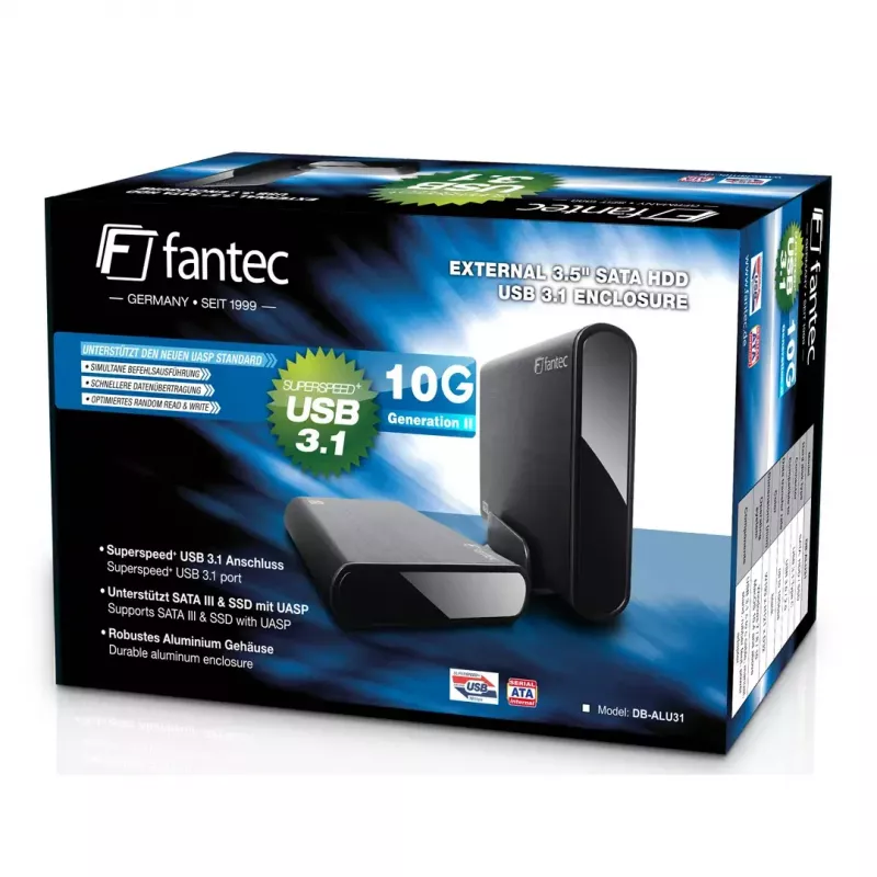 HDD-Gehäuse Fantec DB-ALU31 Schwarz 3,5 Zoll