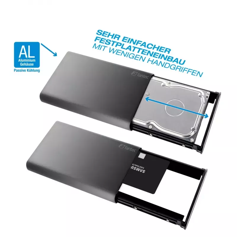 HDD-Gehäuse Fantec DB-ALU31 Schwarz 3,5 Zoll