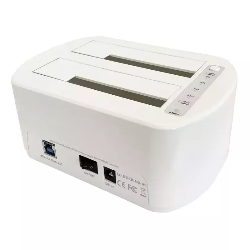 LC Power LC-DOCK-U3-VI - HDD / SSD Dockingstation - 2.5, 3.5 (6,4 cm, 8,9 cm) - 2 Sender/Kanal - SATA - USB 3,2 (Gen 2x1) - weiß, Eierschale (LC-DOCK-
