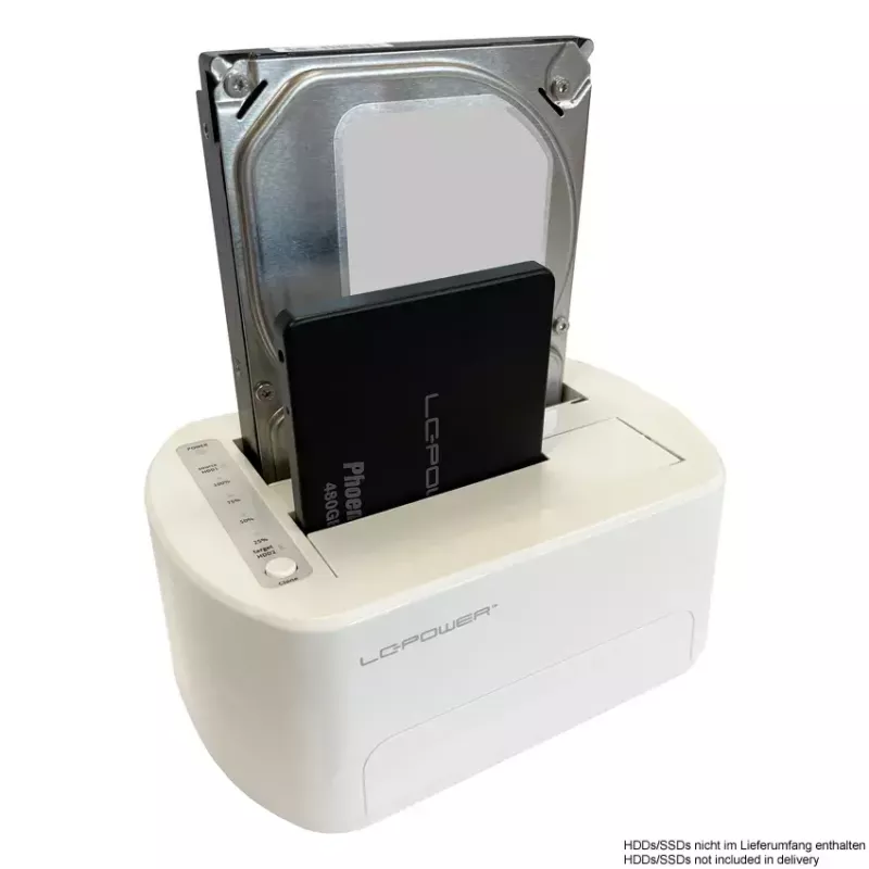 LC Power LC-DOCK-U3-VI - HDD / SSD Dockingstation - 2.5, 3.5 (6,4 cm, 8,9 cm) - 2 Sender/Kanal - SATA - USB 3,2 (Gen 2x1) - weiß, Eierschale (LC-DOCK-
