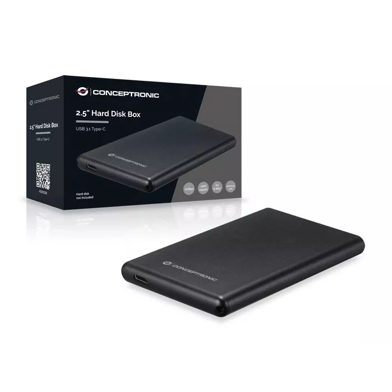 Festplattengehäuse Conceptronic 2,5 Zoll Festplattenbox USB 3.1 Typ-C