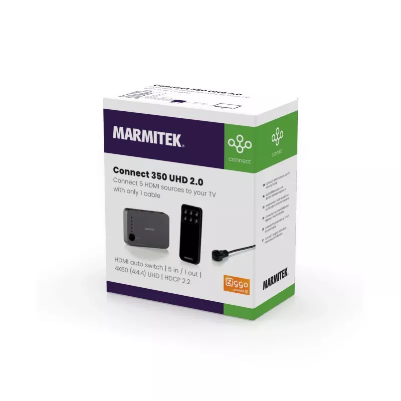 Marmitek Connect 350 UHD 2.0 – HDMI-Switch 4K 60 Hz – 5 Eingänge / 1 Ausgang