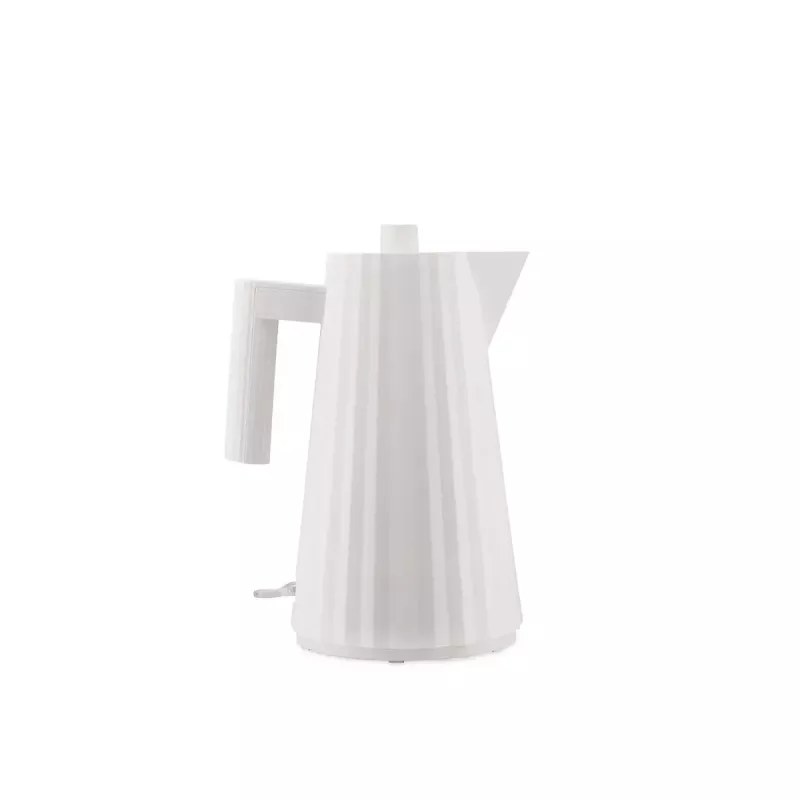 Elektrischer Wasserkocher ALESSI Plissé 1,0 L 2200 W – Thermoplast-Harz, automatische Abschaltung, herausnehmbarer Ausgießfilter, verdeckter Sockel (weiß)