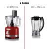 Ariete 1782 Gourmet Pro Moderna Küchenmaschine, 3L Multi-Mill, 2L Mixer, 2 Geschwindigkeiten + Pulse, Klingenset + Edelstahlscheibe, Entsafter-Aufsatz, Rot