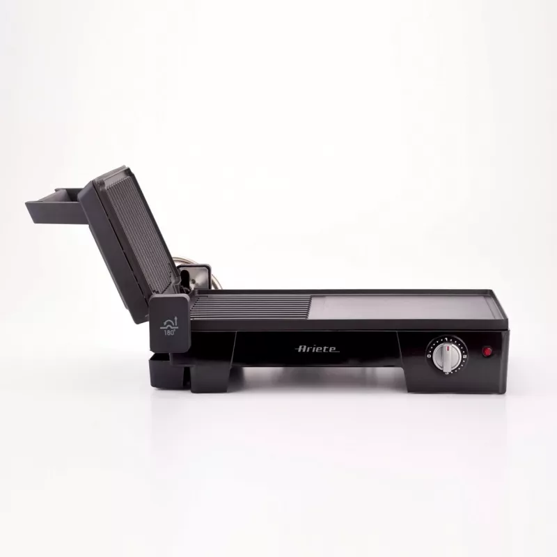 Ariete 1916 Multi Grill 3 in 1 - Elektrogrill, Barbecue, glatte und geriffelte Platte - 180° Öffnung - Verstellbarer Thermostat - 2400 Watt - Schwarz