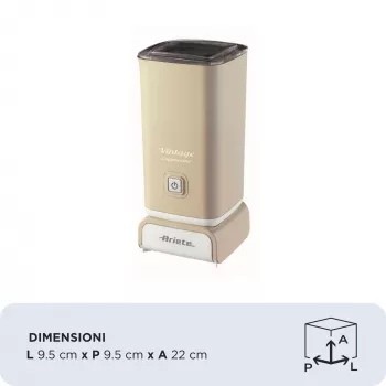 Ariete 2878 Vintage Milchaufschäumer für Cappuccino, Tee, heiße und kalte Schokolade, Instantgetränke, 500 Watt, pastellbeige Farbe