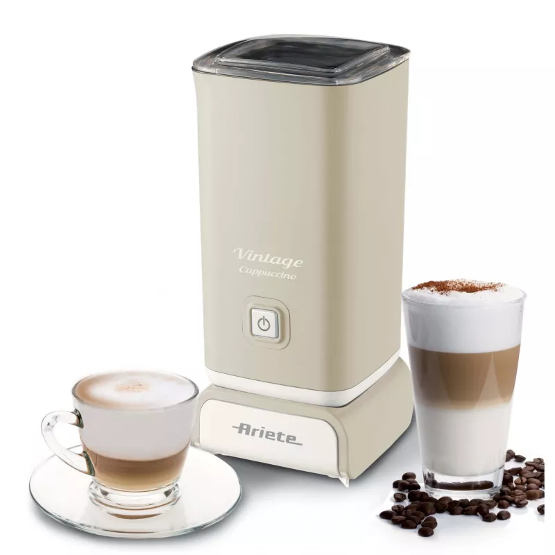 Ariete 2878 Vintage Milchaufschäumer für Cappuccino, Tee, heiße und kalte Schokolade, Instantgetränke, 500 Watt, pastellbeige Farbe
