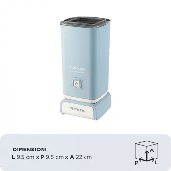 Ariete 2878 Vintage Milchaufschäumer für Cappuccino, Tee, heiße und kalte Schokolade, Instantgetränke, 500 Watt, Pastell-Hellblau