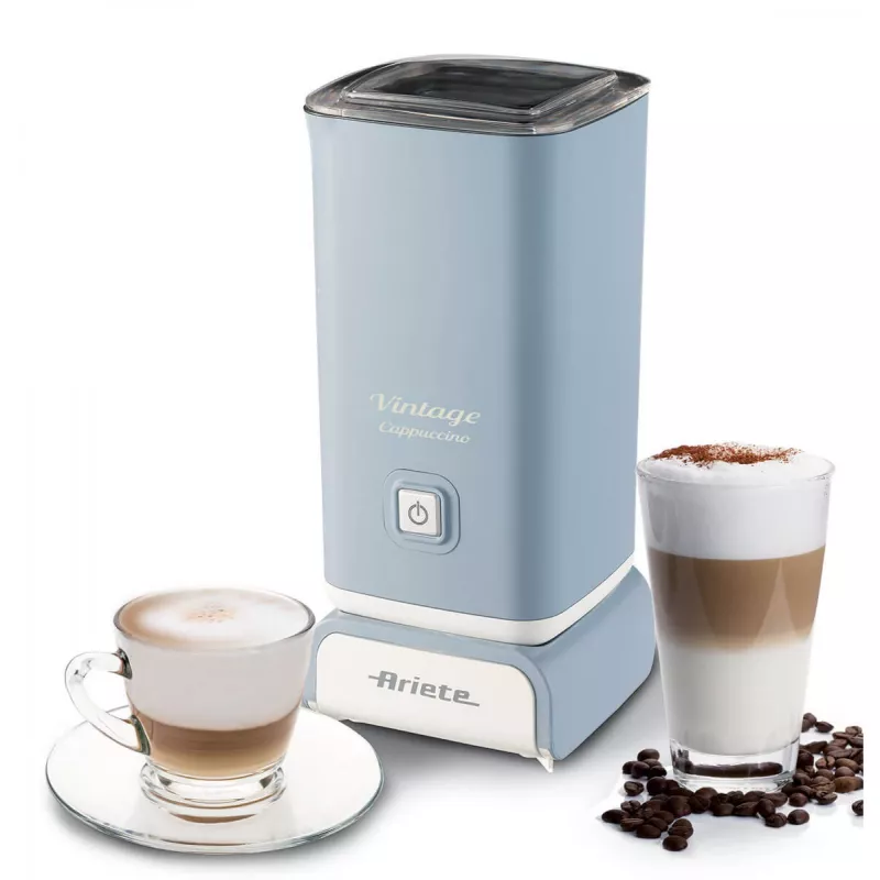 Ariete 2878 Vintage Milchaufschäumer für Cappuccino, Tee, heiße und kalte Schokolade, Instantgetränke, 500 Watt, Pastell-Hellblau