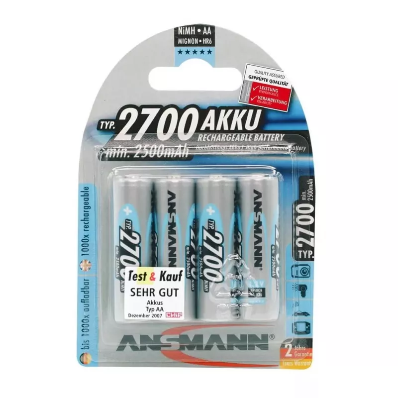 Batterie AA HR6 Ansmann Blister 4 X Accu 2700mAh