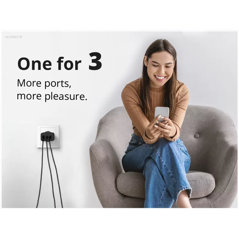 Conceptronic 3-Port 67W GaN USB PD Ladegerät mit USB-C Ladekabel, USB-C x 2, USB-A x 1, QC 3.0, PPS