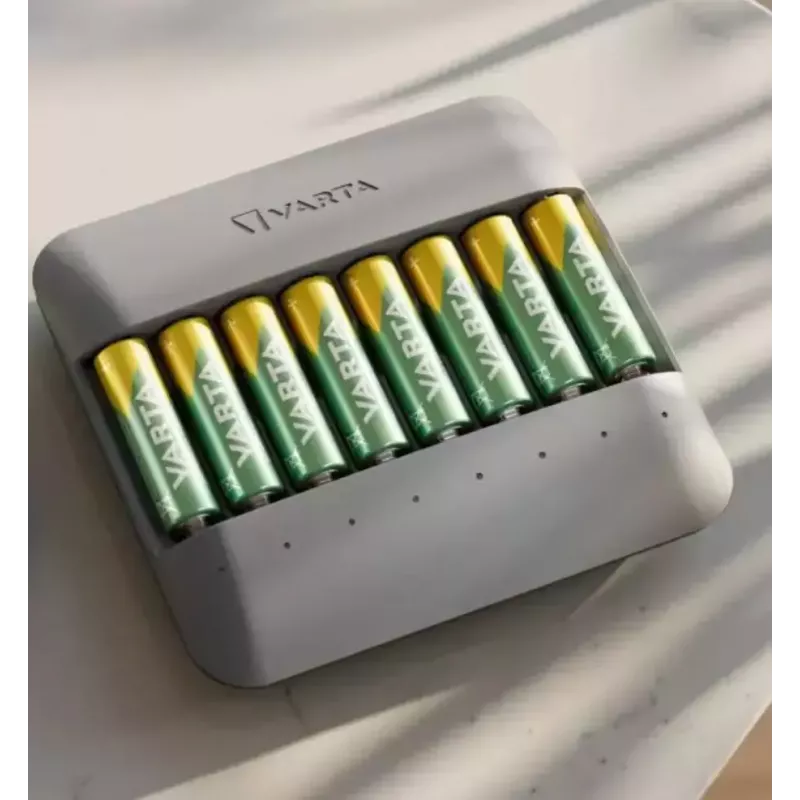 Batterieladegerät Varta Eco Charger Multi — USB, NiMH AA/AAA, lädt bis zu 8 Batterien (2100 mAh, 1 h), grau
