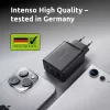 Netzteil Intenso W65ACC USB-A- und USB-C-Anschlüsse schwarz