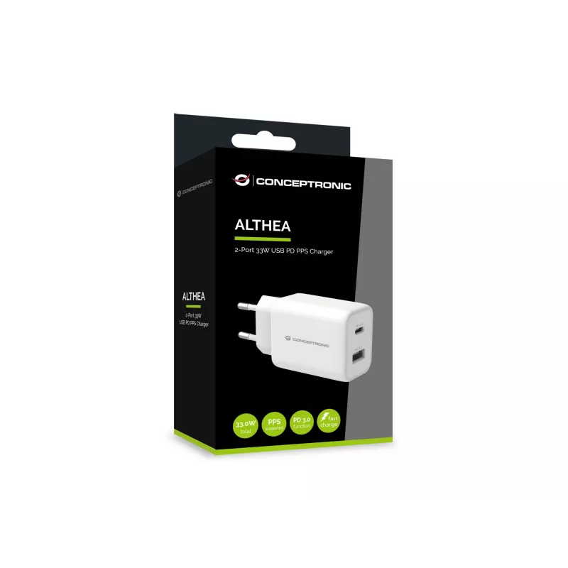 Conceptronic ALTHEA 2-Port 33W USB PD PPS Ladegerät, QC 3.0