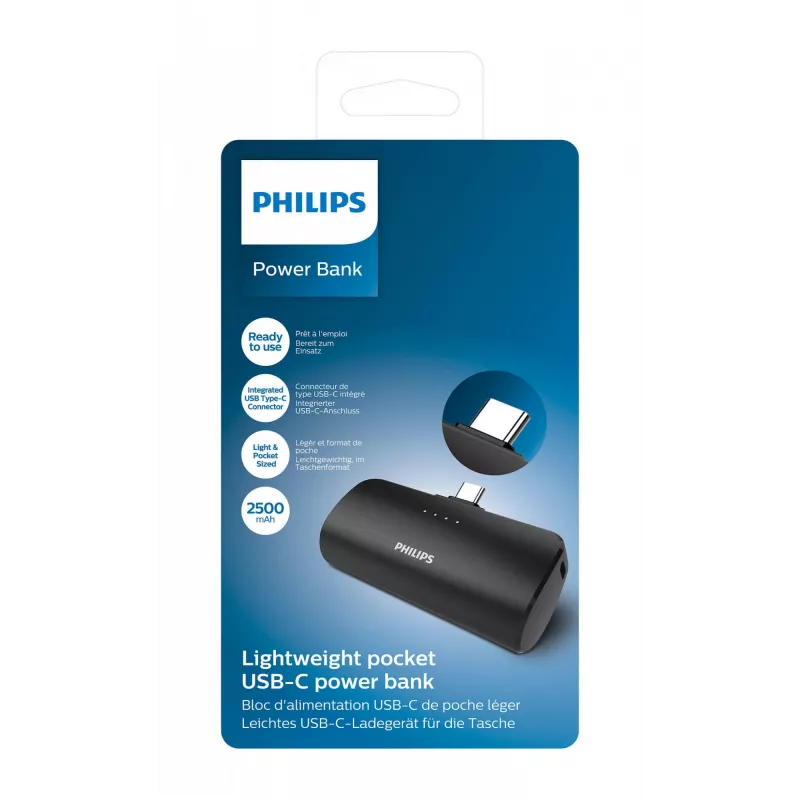Philips DLP2510C/03 Powerbank Lithium-Ionen (Li-Ion) 2500 mAh Kabelloses Laden Schwarz