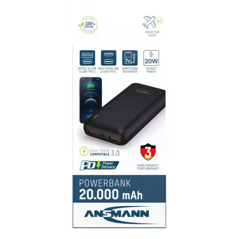 Tragbare Powerbank Ansmann PB320PD 20000 mAh