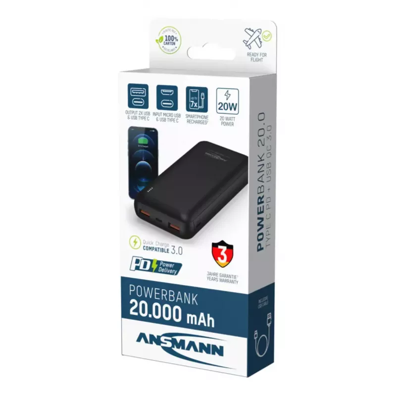 Tragbare Powerbank Ansmann PB320PD 20000 mAh