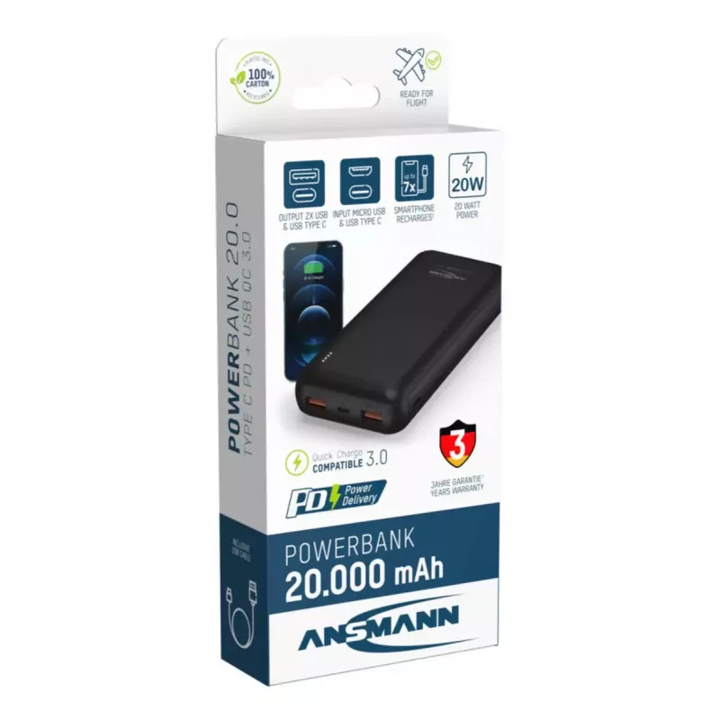 Tragbare Powerbank Ansmann PB320PD 20000 mAh