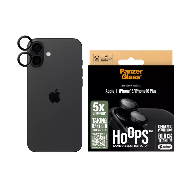 PanzerGlass ® Hoops® Keramik Kamera-Linsenschutz iPhone 16 | 16 Plus
