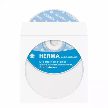 Hülle HERMA CD-/DVD-Taschen aus Papier weiß mit Klebepunkt 100 Stück
