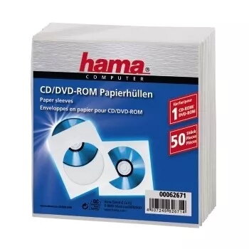 Hama CD-ROM-Papierhüllen 50, Weiß 50 Disks