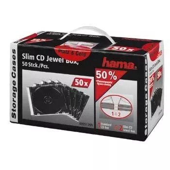 CD schlank Jewel Case Hama 51269 Pack 50 Stück 1 Disc Transparent