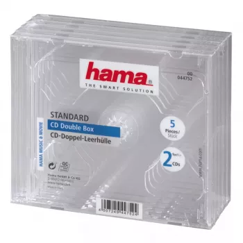 CD Doppel-Jewelcase Hama 44752 Packung mit 5 für 2 Discs Transparent