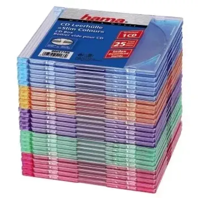Hama CD schlank Box 25er-Pack, farbig 1 Discs Mehrfarbig