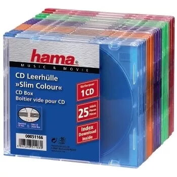 Hama CD schlank Box 25er-Pack, farbig 1 Discs Mehrfarbig