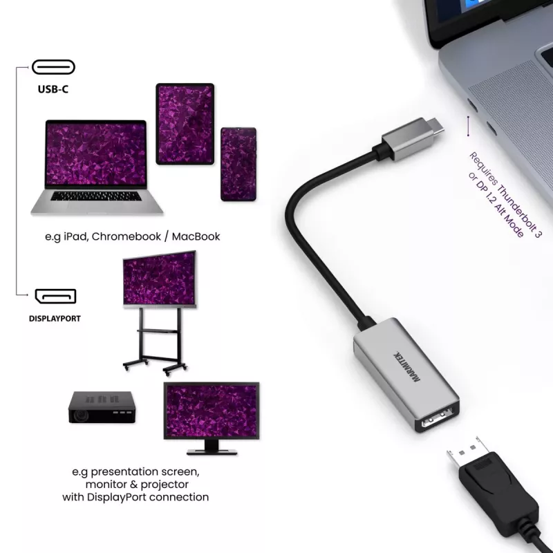 USB-C-auf-DisplayPort-Adapter Marmitek 8371 4K 60Hz