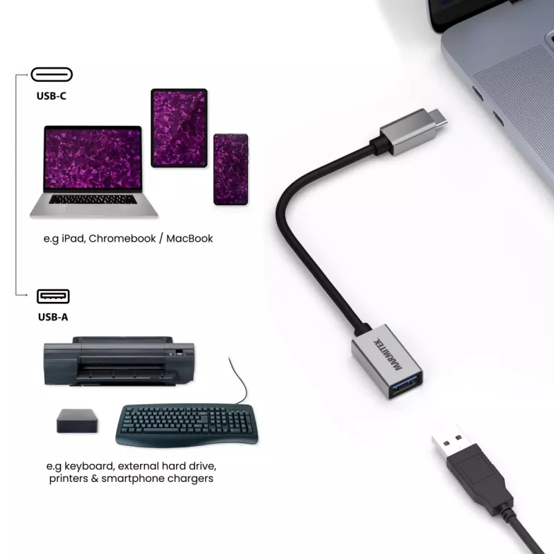 USB-Kabel Marmitek 08375 0,15 m USB 3.2 Gen 1 USB-C USB-A Schwarz Silber