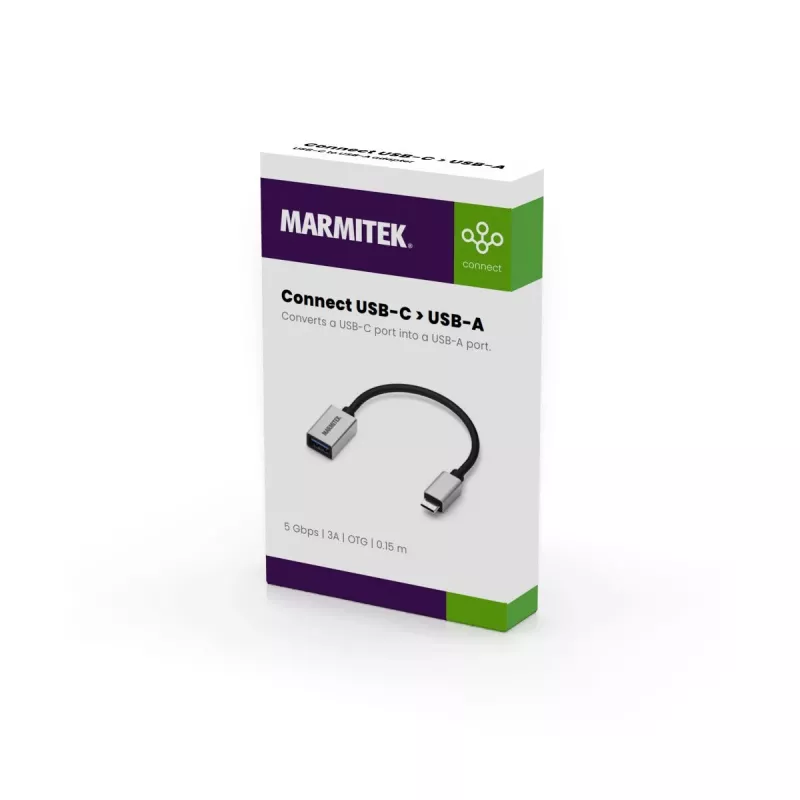USB-Kabel Marmitek 08375 0,15 m USB 3.2 Gen 1 USB-C USB-A Schwarz Silber