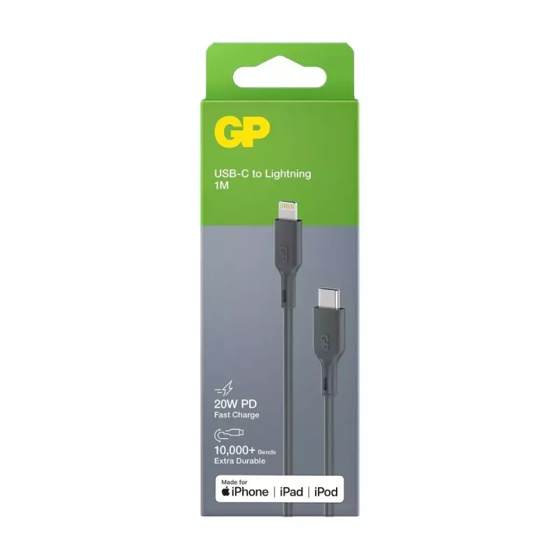 Kabel GP Batterien CL1P 1m Grau Lightning USB C