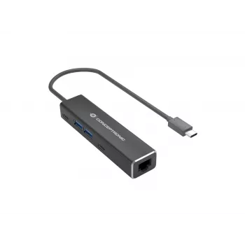 Conceptronic ABBY13B Gigabit Ethernet USB 3.2 Gen 1 Adapter mit USB-Hub, GbE, USB-A x 2, USB-C x 2