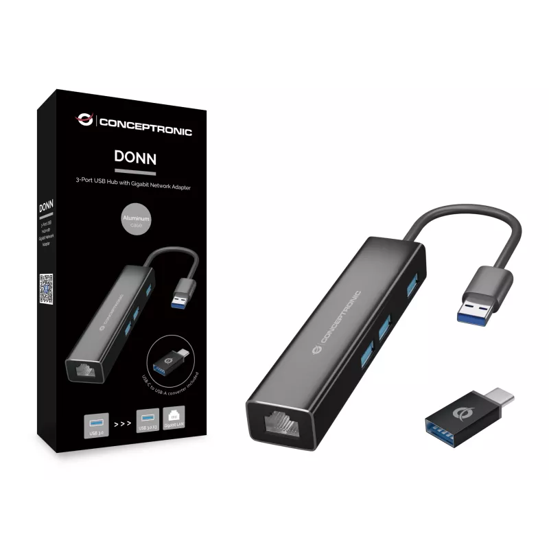 Conceptronic DONN07BA USB 3.2 Gen 1 (3.1 Gen 1) Typ-A Schwarz